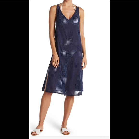 🔥🔥NWT ECHO Sheer Eyelet Midi Dress - Picture 1 of 15